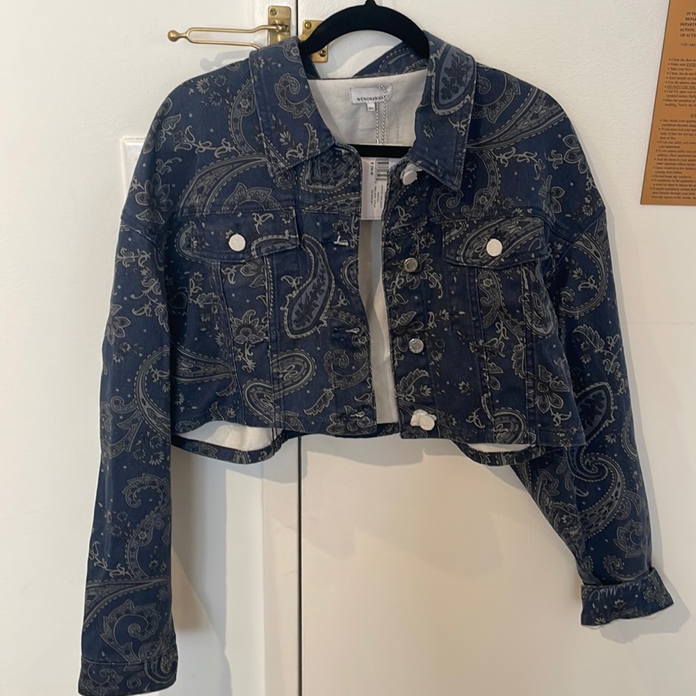 NWT WeWoreWhat Cropped Jean Jacket XS/S